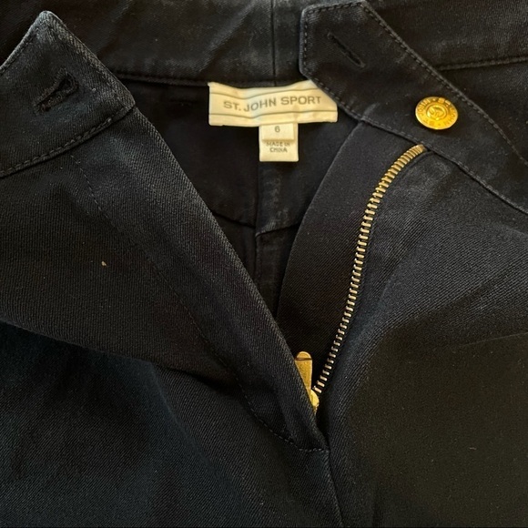 St. John Navy High Rise Cotton Pant 6 - Picture 7 of 11